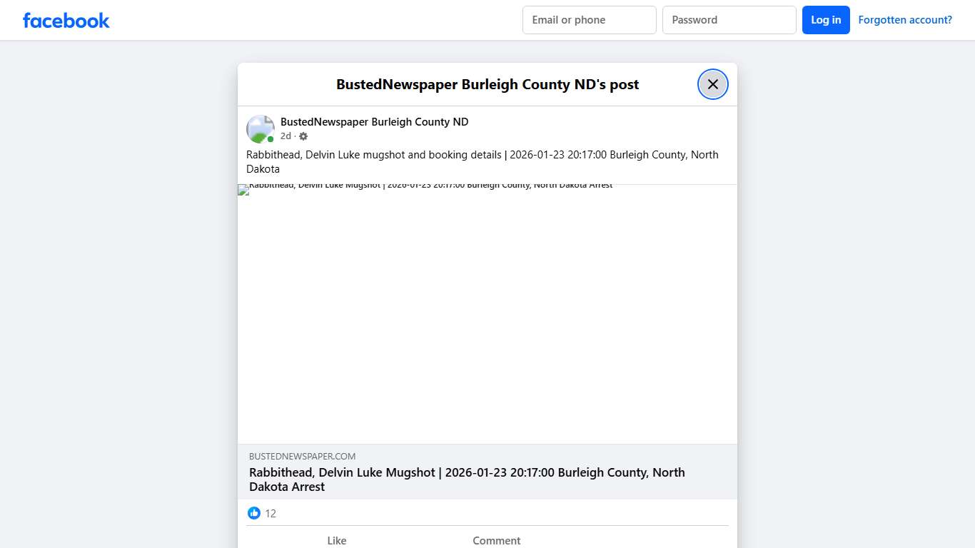 Rabbithead, Delvin... - BustedNewspaper Burleigh County ND Facebook